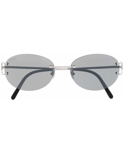 Cartier Logo-engraved Oval Sunglasses - Metallic
