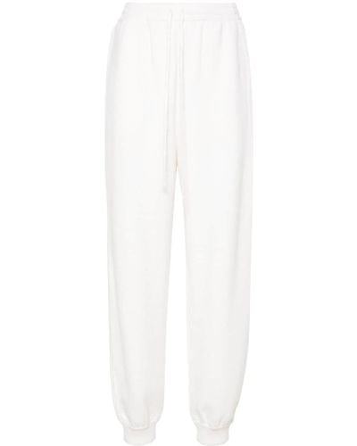 Prada Pantalon de jogging à taille nervurée - Blanc