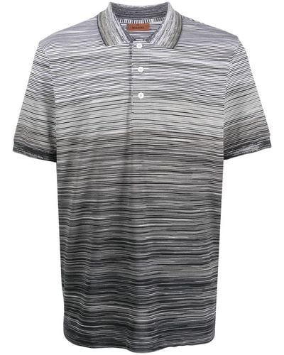 Missoni Stripe-pattern Cotton Polo Shirt - Grey