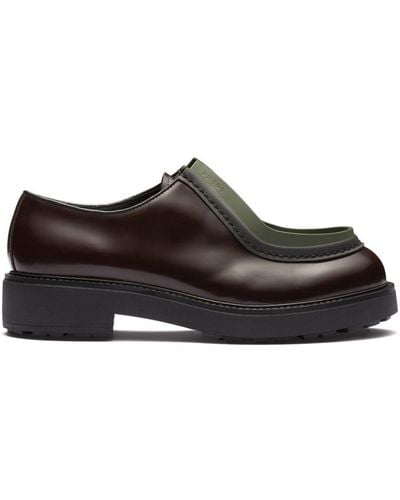 Prada Opaque Brushed-leather Lace-up Shoes - Brown