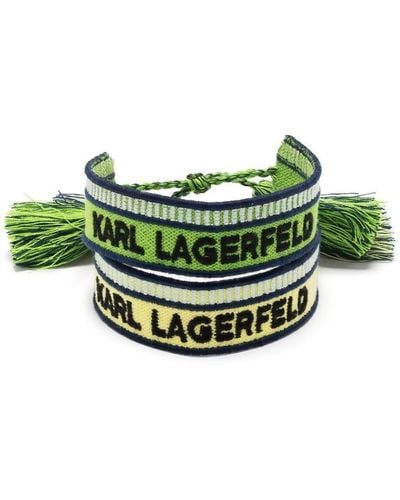 Karl Lagerfeld Woven Bracelet Set - Green