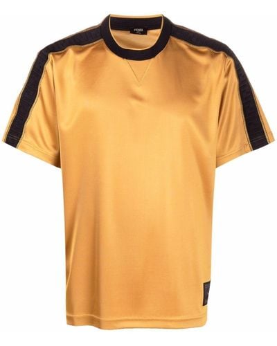 Fendi T-Shirt mit Logo-Einsatz - Gelb