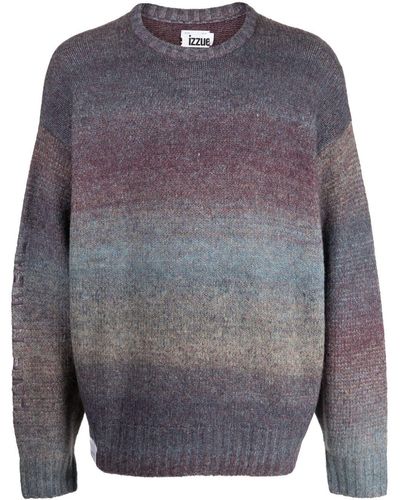 Izzue Ombré-effect Crew-neck Sweater - Gray