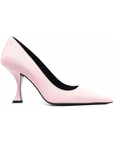 BY FAR Pebbled-texture Pointed-toe Pumps - Pink