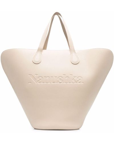 Nanushka Debossed-logo Bucket Bag - Natural