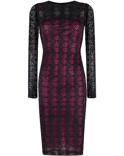 Versace Langärmeliges Kleid mit Sheer-Effekt - Lila