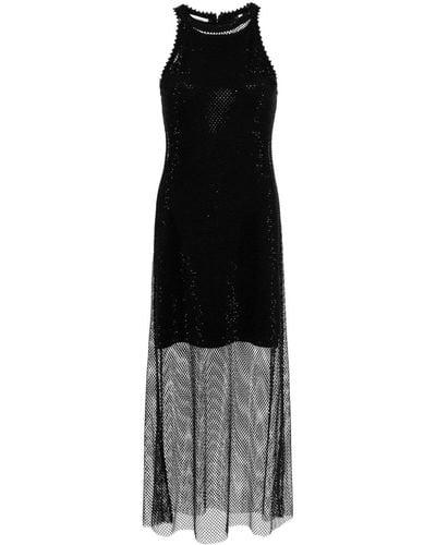 Sandro ラインストーン メッシュドレス - ブラック