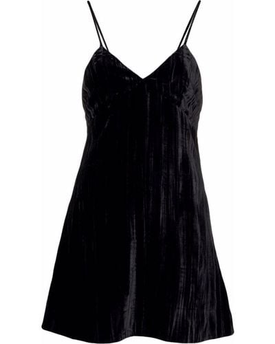 Saint Laurent Spaghetti-strap Mini Velvet Dress - Black
