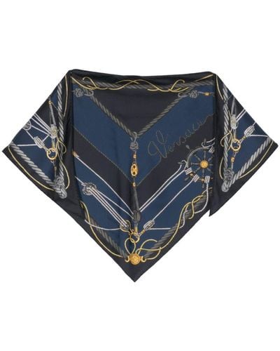 Versace Nautical シルクスカーフ - ブルー
