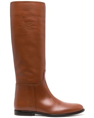 Etro Riding Boots With Logo - Brown