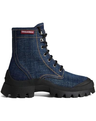 DSquared² Lace-up Denim Boots - Blue