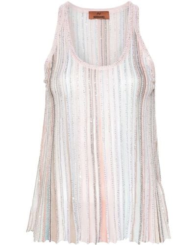 Missoni Sequined Striped Tank Top - White