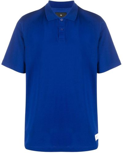Y-3 Logo-patch Cotton Polo Shirt - Blue