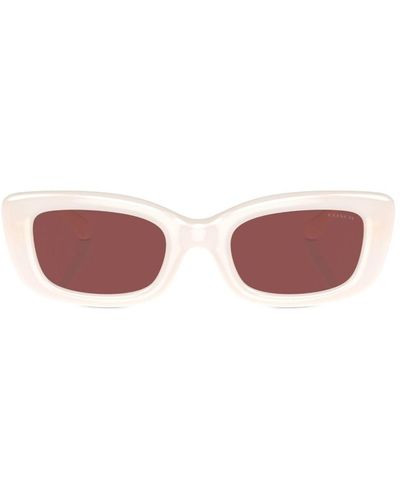 COACH Logo-plaque Rectangle-frame Sunglasses - Red
