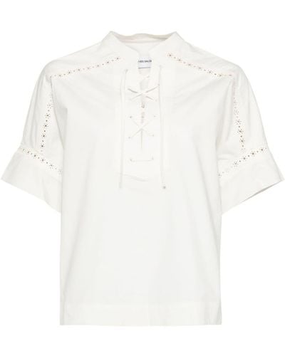 Yves Salomon Kurzärmeliges Hemd mit Lochmuster - Weiß
