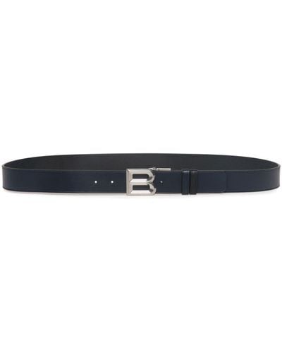 Bally Leather logo-buckle belt - Blu