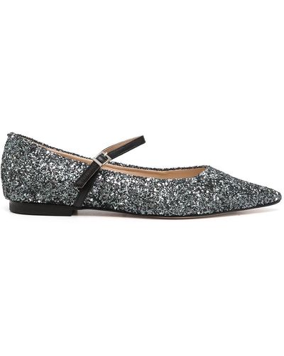 Dice Kayek Glitter-detail Pointed Ballerina Shoes - Gray
