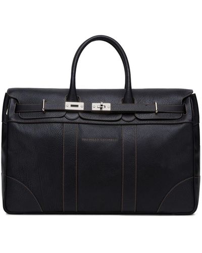 Brunello Cucinelli Leather Holdall Bag - Black