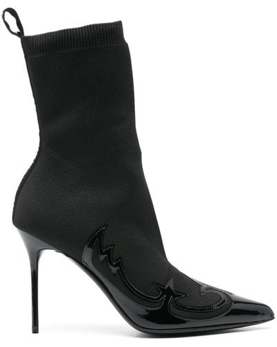 Balmain 95mm Knitted Ankle Boots - Black