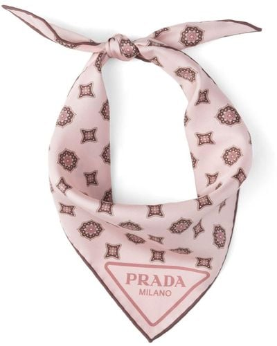 Prada Paisley-print Silk Scarf - Pink