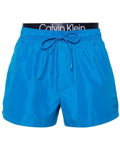 Calvin Klein Logo-waistband Swim Shorts - Blue