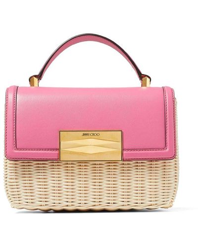 Jimmy Choo Diamond Raffia Tote Bag - Pink