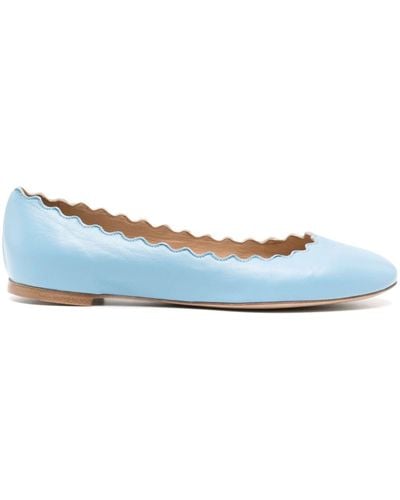 Chloé Lauren Leather Ballerina Shoes - Blue