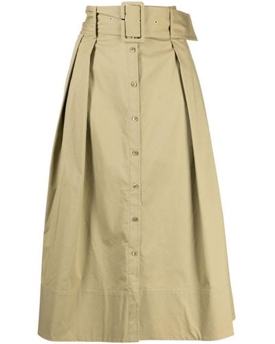 STAUD Buttoned A-line Midi Skirt - Natural