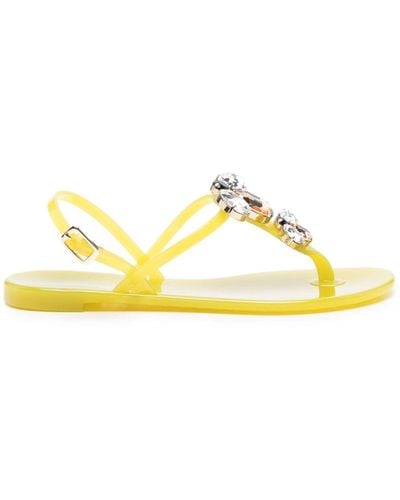 Casadei Jelly Crystal-embellished Sandals - Yellow