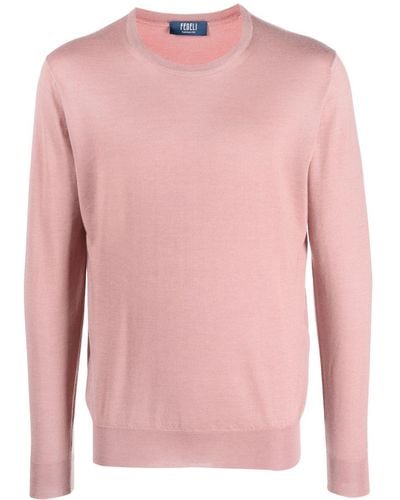 Fedeli Crew-neck Jersey-knit Jumper - Pink