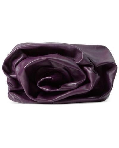 Burberry Rose Gathered Lambskin Frame Clutch - Purple