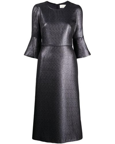 Jane Renata Metallic-finish Flared Dress - Black