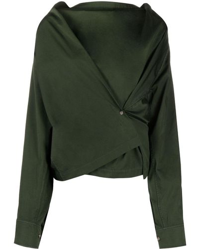Lemaire Band-collar Asymmetric Shirt - Green