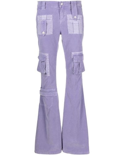 Blumarine Low-waist Bootcut Cargo Pants - Purple
