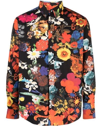 Moschino Floral-print Cotton Shirt - Black