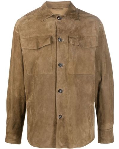 Lardini Calf-suede Shirt Jacket - Brown