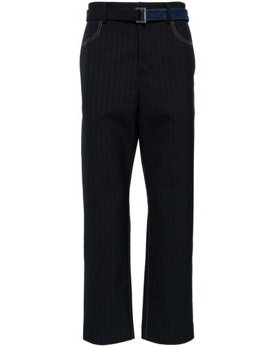 Sacai Pinstriped Slim-cut Trousers - Black