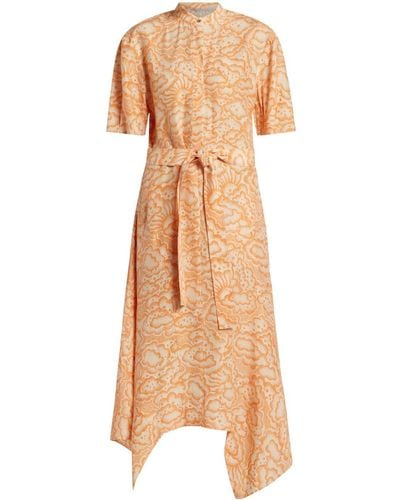 Stella McCartney Cloud-print Silk Midi Dress - Natural
