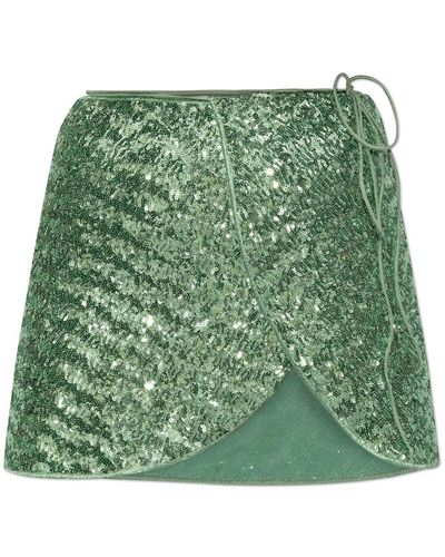 Oséree Sequin-embellished wrap mini skirt - Grün