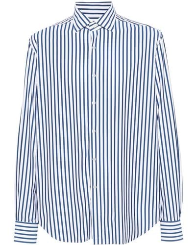 Xacus Vertical-striped Shirt - Blue