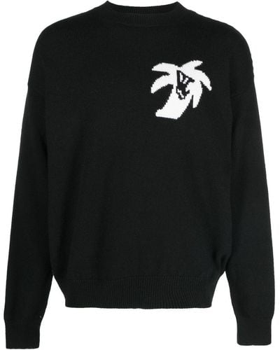 Palm Angels Hunter Intarsia-logo Sweater - Black