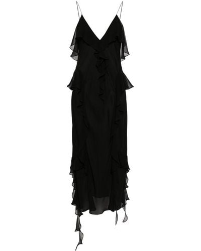 Khaite Pim Ruffled Midi Dress - Black