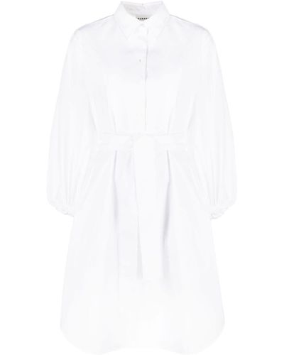 P.A.R.O.S.H. Belted Long-sleeve Shirt Dress - White