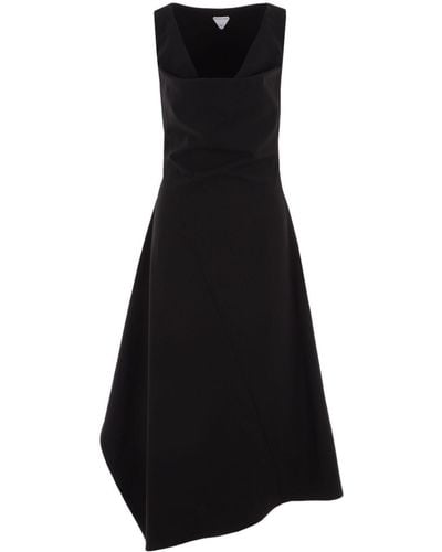 Bottega Veneta Asymmetric Flared Midi Dress - Black