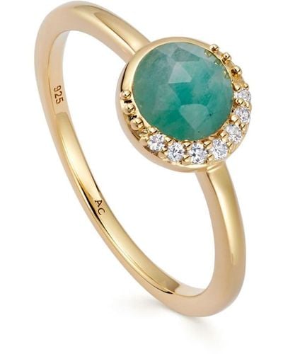 Astley Clarke 18kt Gold Vermeil Luna Amazonite Ring - Blue