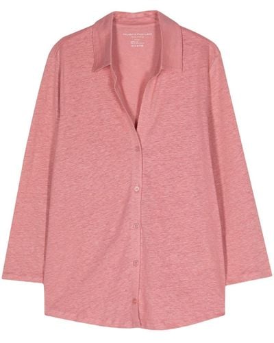 Majestic Filatures Linen-blend Jersey Cardigan - Pink
