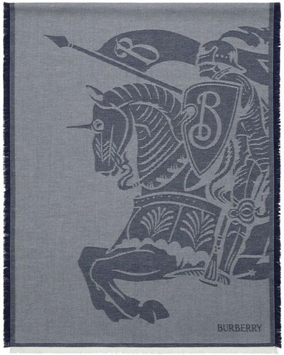 Burberry Écharpe à motif Equestrian Knight - Gris