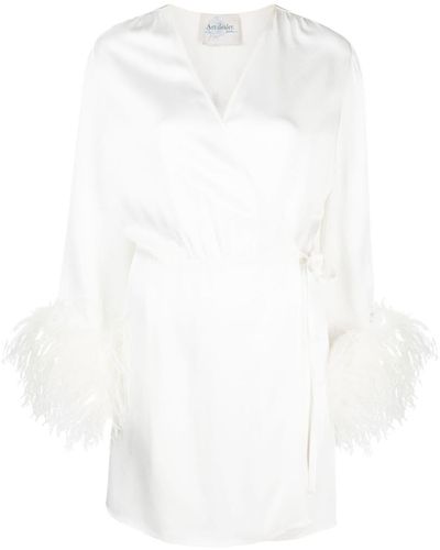 Art Dealer Iris Feather-detail Wrap Minidress - White