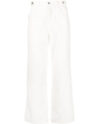 Feng Chen Wang High-Waist-Jeans im Layering-Look - Weiß
