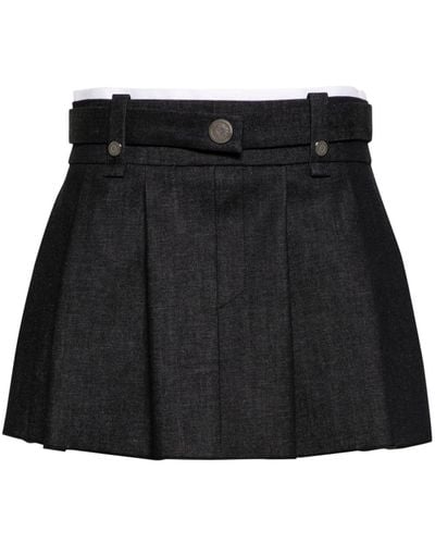 Maje Pleated Denim Miniskirt - Black